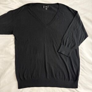 Mossimo Black V-Neck Lightweight 3/4 Sleeve Knit Top - XXL